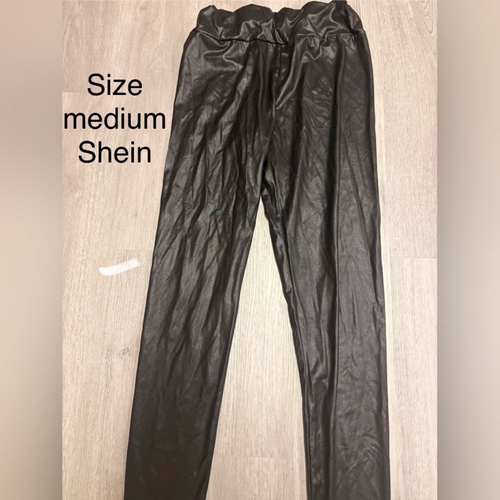 Sleek Black Leather Look Pants